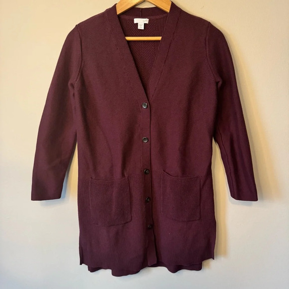 J. Jill Duster Cardigan Maroon Sweater Size Small Petite - Picture 1 of 7
